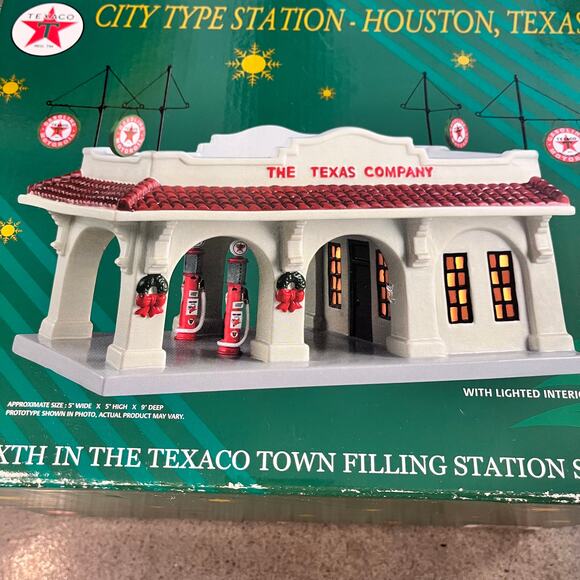 Houston Texaco City Type Porcelain Gas Station Rare edition 2001 Christmas Decor - Picture 2 of 4